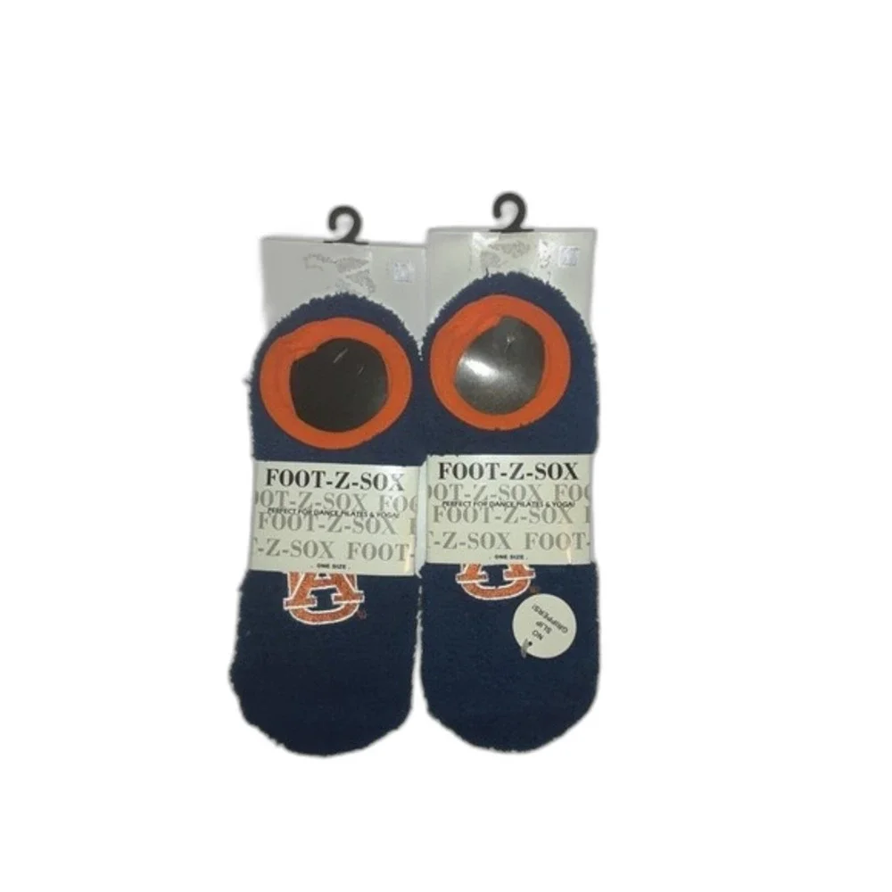 Auburn Tigers Foot Z Sox  Fleece Dance Yoga No Slip Socks NWT  Lot of 2 pair